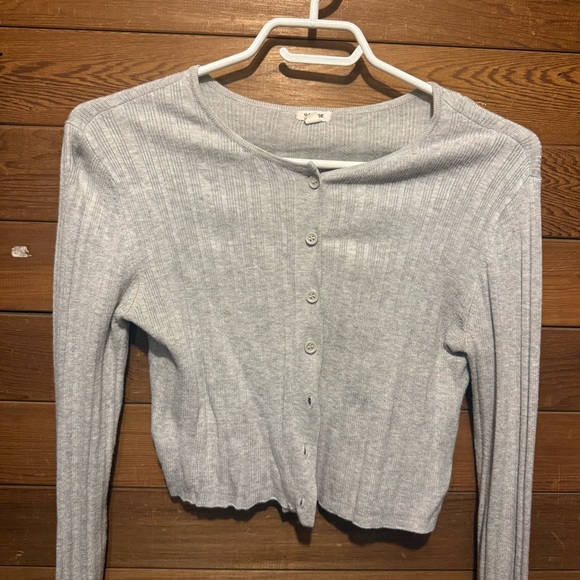 Garage Heather Gray Ribbed Cardigan - Picture 2 of 4